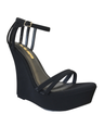 Women's Black Strappy Platform Wedges Liliana