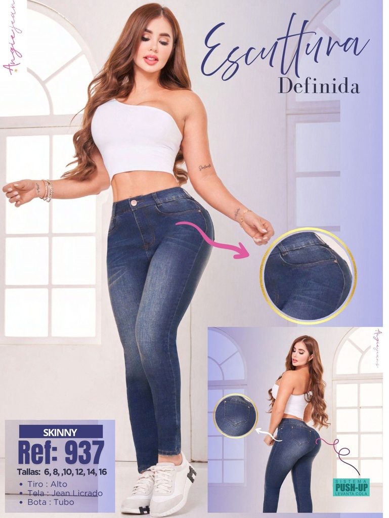 [29093703] Jeans Skinny Levantacola Tiro Alto Lavado Medio para Mujer 937 (3)