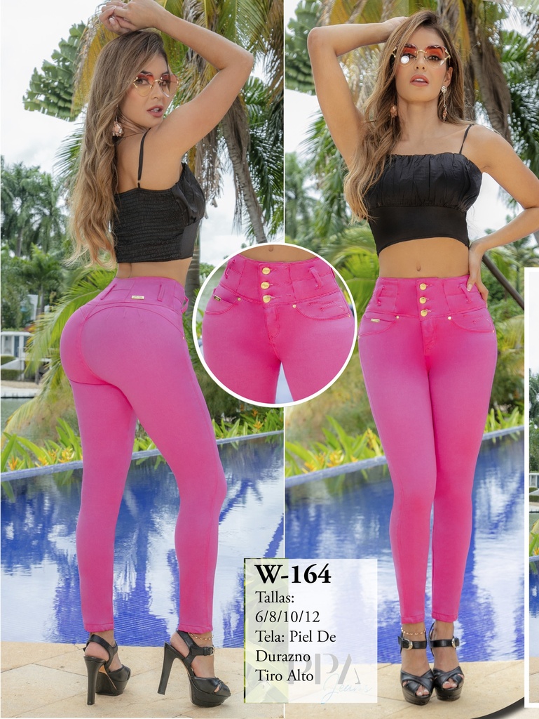 Jeans Levantacola Skinny Rosado Intenso
