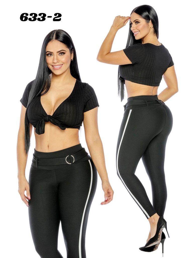 [331633-203] Leggings Franja Lateral Negro para Mujer 633-2 (3)