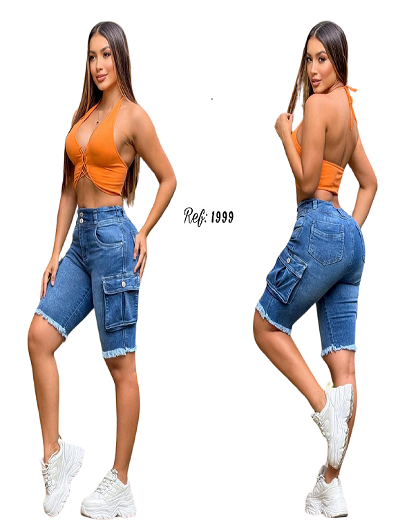 [344199903] Women's Medium Denim Cargo Bermuda Shorts 1999 (3)