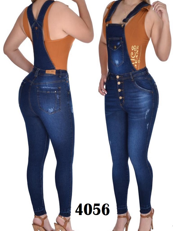 [344405603] Women's Dark Denim Long Skinny Overall Jumpsuit 4056 (3)