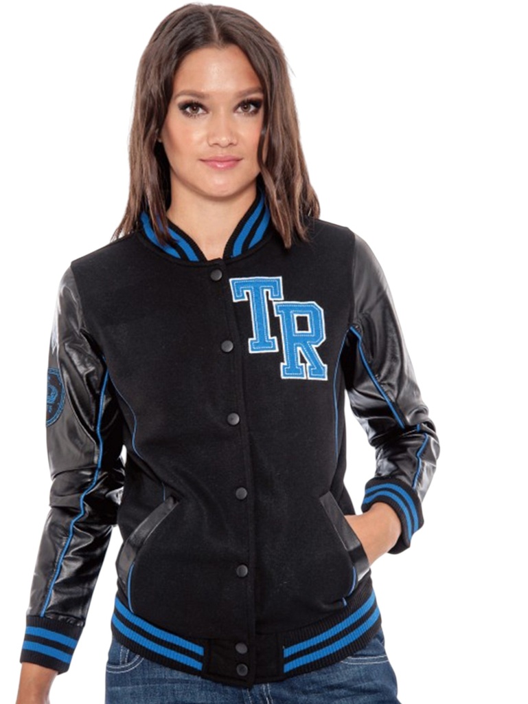[20076032XXL] Chaqueta Chaqueta Varsity Negro para Mujer 7603-2