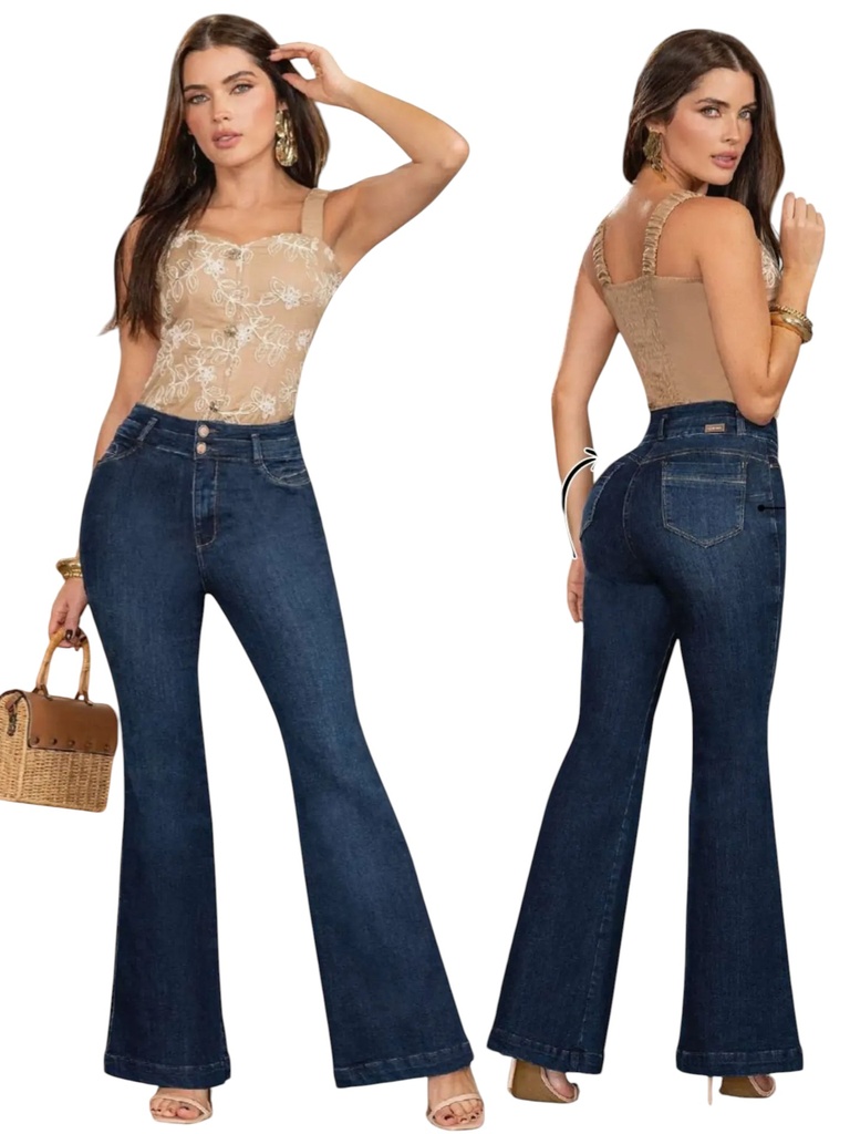 [351207303] Women's Dark Wash Flare Butt Lift Jeans 2073 (3)