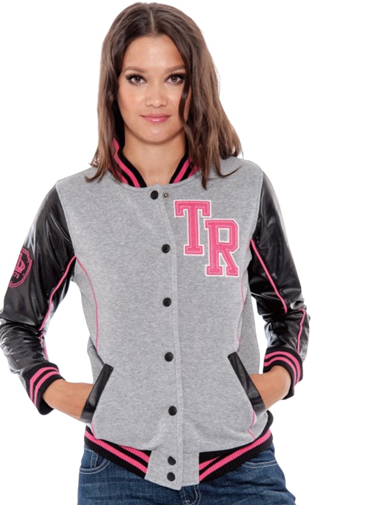 [200760713XXL] Chaqueta Chaqueta Varsity Gris para Mujer 7607-13