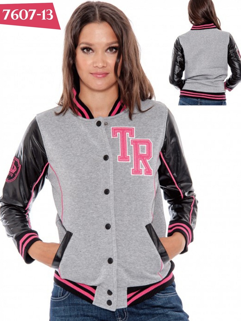 Women's Gray Varsity Jacket Jacket 7607-13