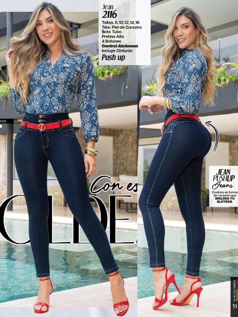 Jeans Skinny Levantacola Lavado Oscuro para Mujer 3512116