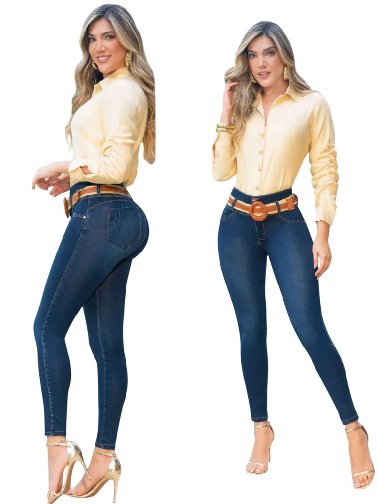 [351212303] Jeans Skinny Levantacola Tiro Alto Lavado Oscuro para Mujer 2123 (3)