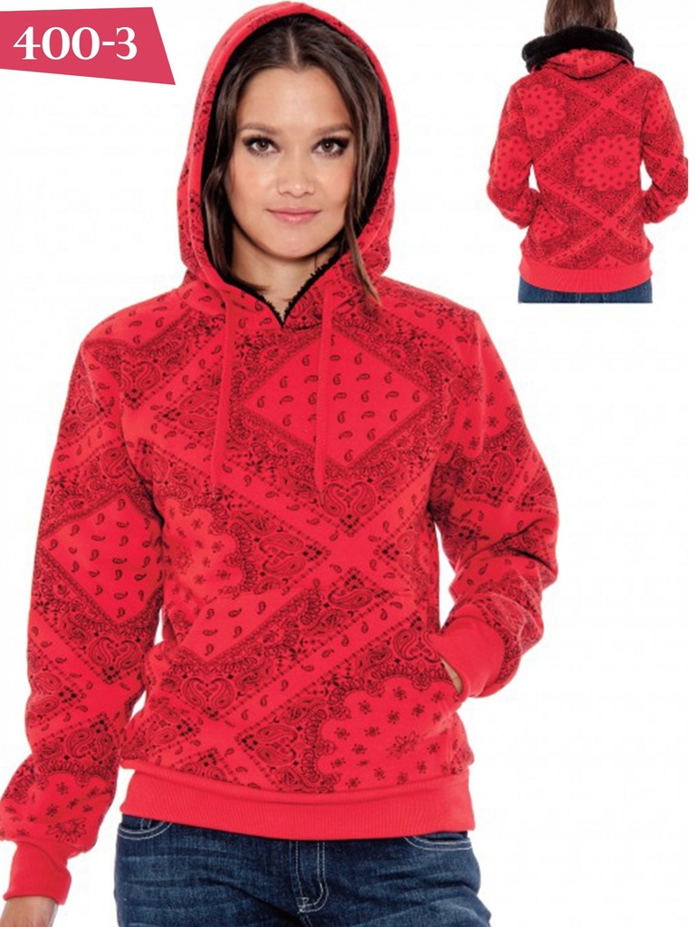 Sudadera con Capucha Estampado Bandana Rojo para Mujer 400-3
