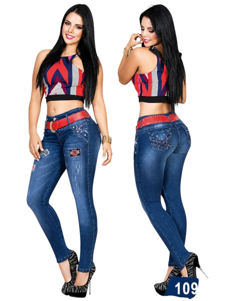 [00023210942AZ01] Women's Medium Wash Butt Lift Skinny Jeans 10942