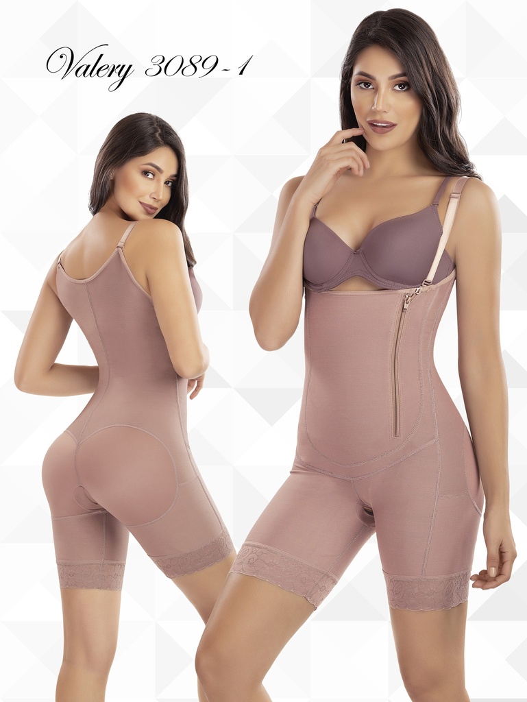 [3583089S1] Women's Mocha Strap Mid-Thigh Butt Lift Body Shaper Shapewear 3089-1 (S)
