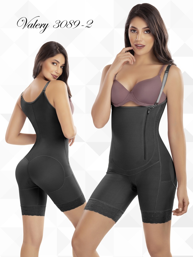 [3583089S2] Women's Black Strap Mid-Thigh Butt Lift Body Shaper Shapewear 3089-2 (S)