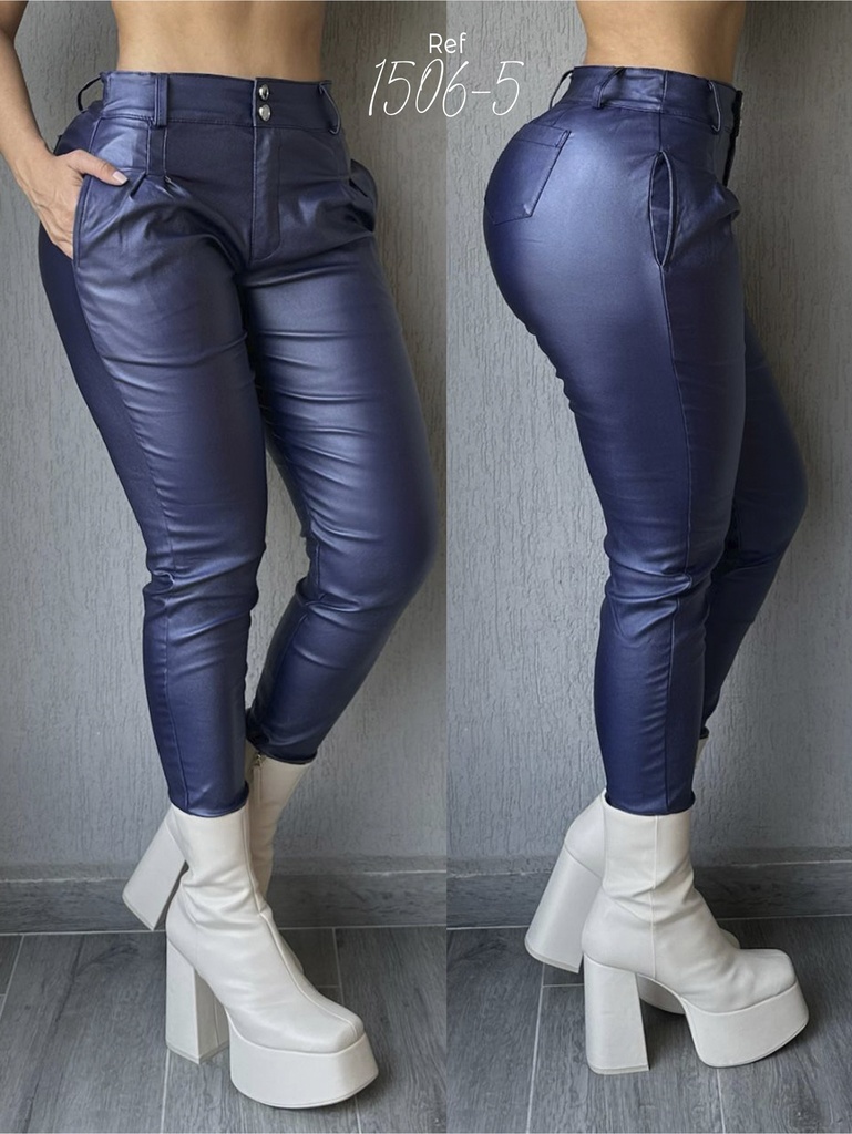 Women's Navy Faux Leather Jogger Pants 1596-5