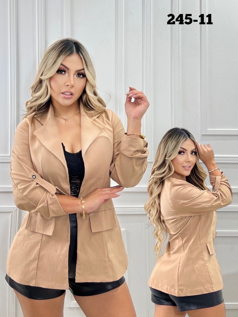 Women's Beige Suede-Look Blazer 245-11