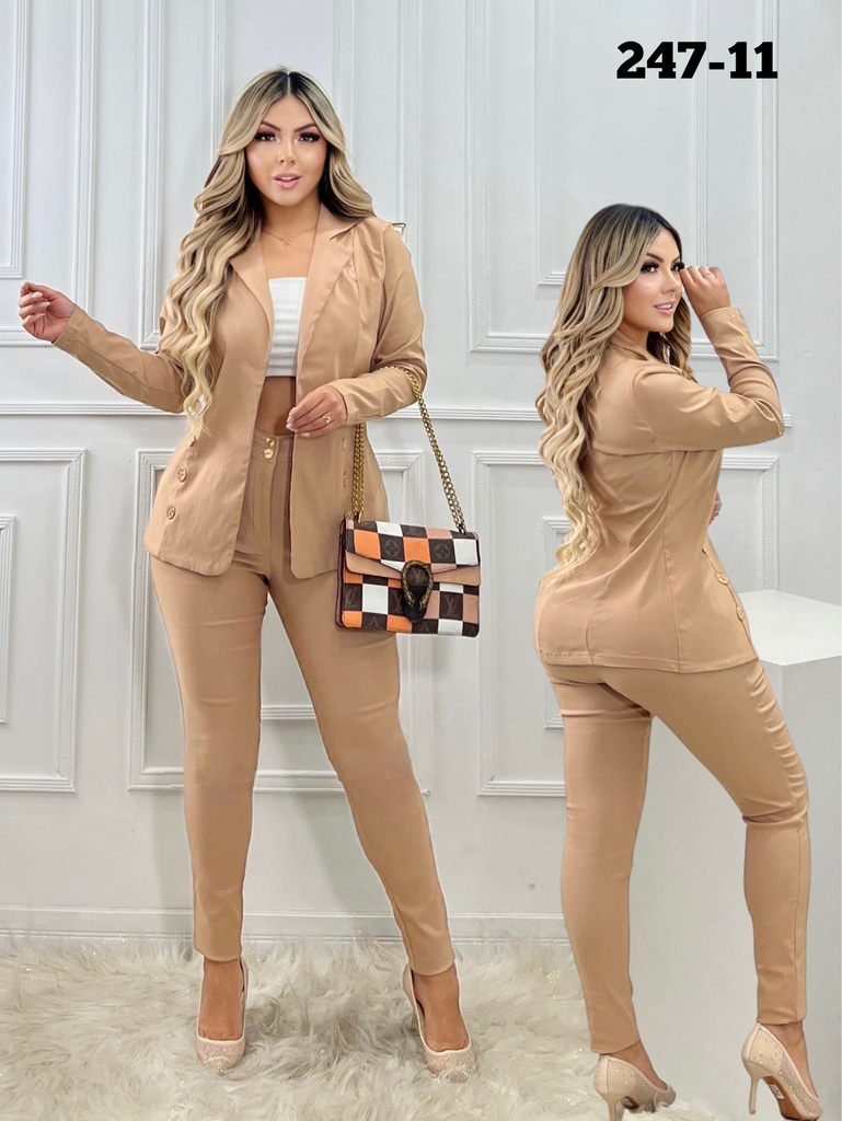 [37724711S] Conjunto de 2 Piezas Blazer y Pantalón Camel para Mujer 247-11 (S)