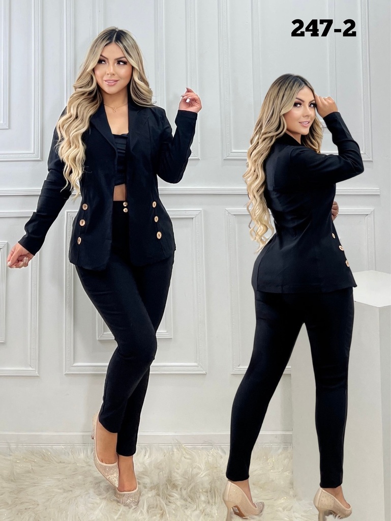 [3772472S] Conjunto de 2 Piezas Blazer y Pantalón Negro para Mujer 247-2 (S)