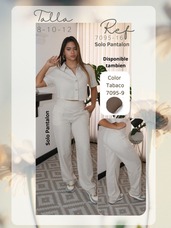 [3807095903] Women's Beige Linen-Look High-Waisted Wide-Leg Pants (3)