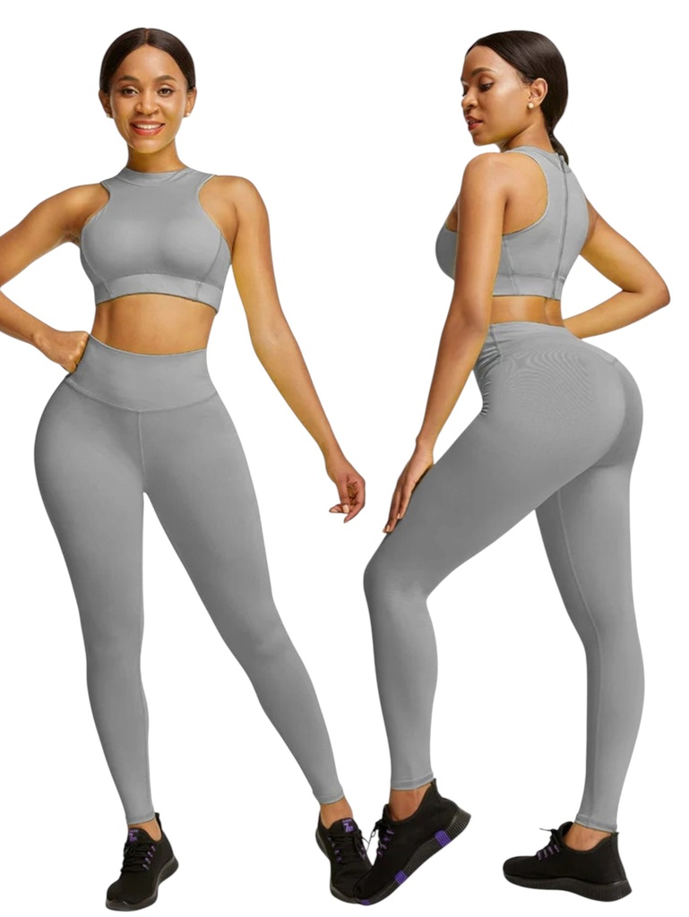[386190052GS] Women's Gray Sports Bra & Leggings Activewear Set 190052-G (S)