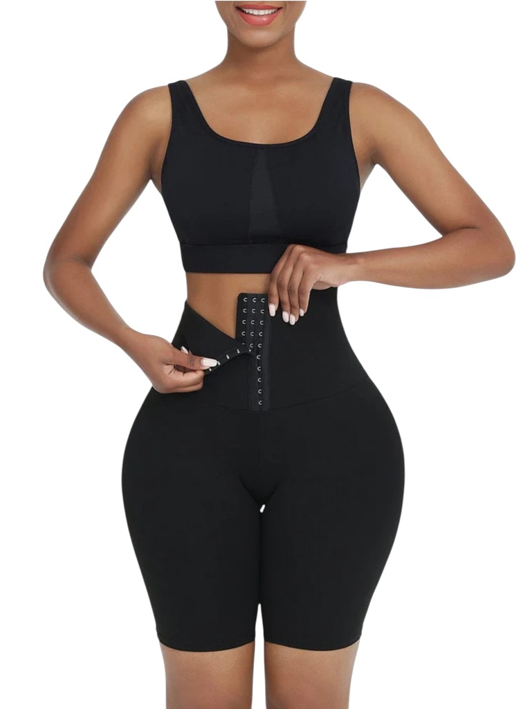 [386210220NS] Short Biker Deportivo Negro de Compresión con Cierre de Ganchos (S)