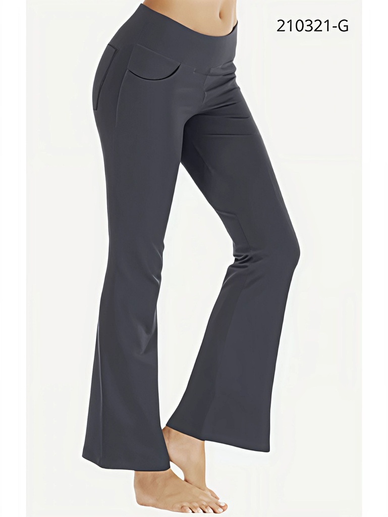 [386210321GS] Leggings Flare con Bolsillos Gris para Mujer 210321-G (S)