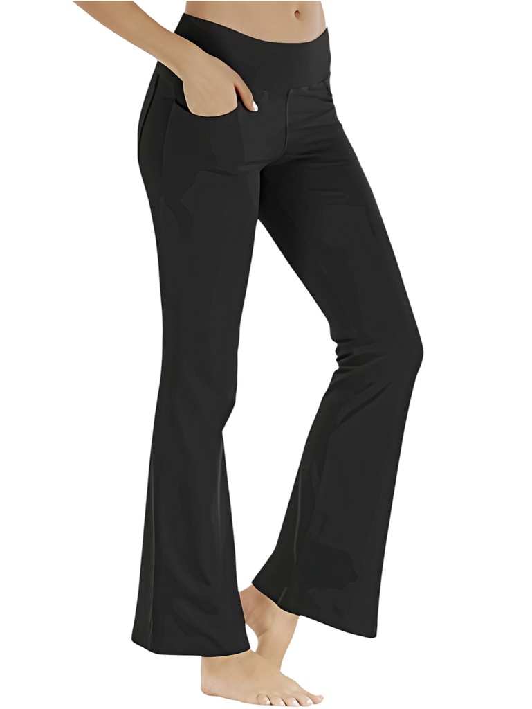 [386210321NM] Women's Black Flare Pocket Leggings 210321-N (M)