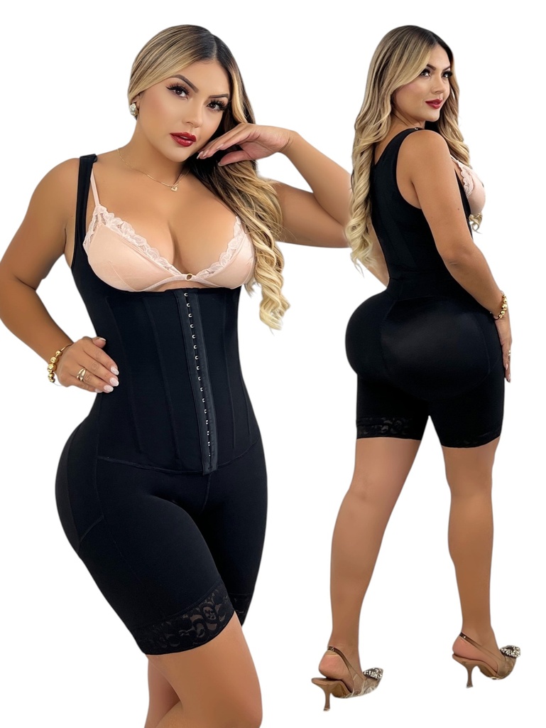 [386220111NS] Women's Black Full-Body Hourglass Faja with Front Hooks – FF (S)