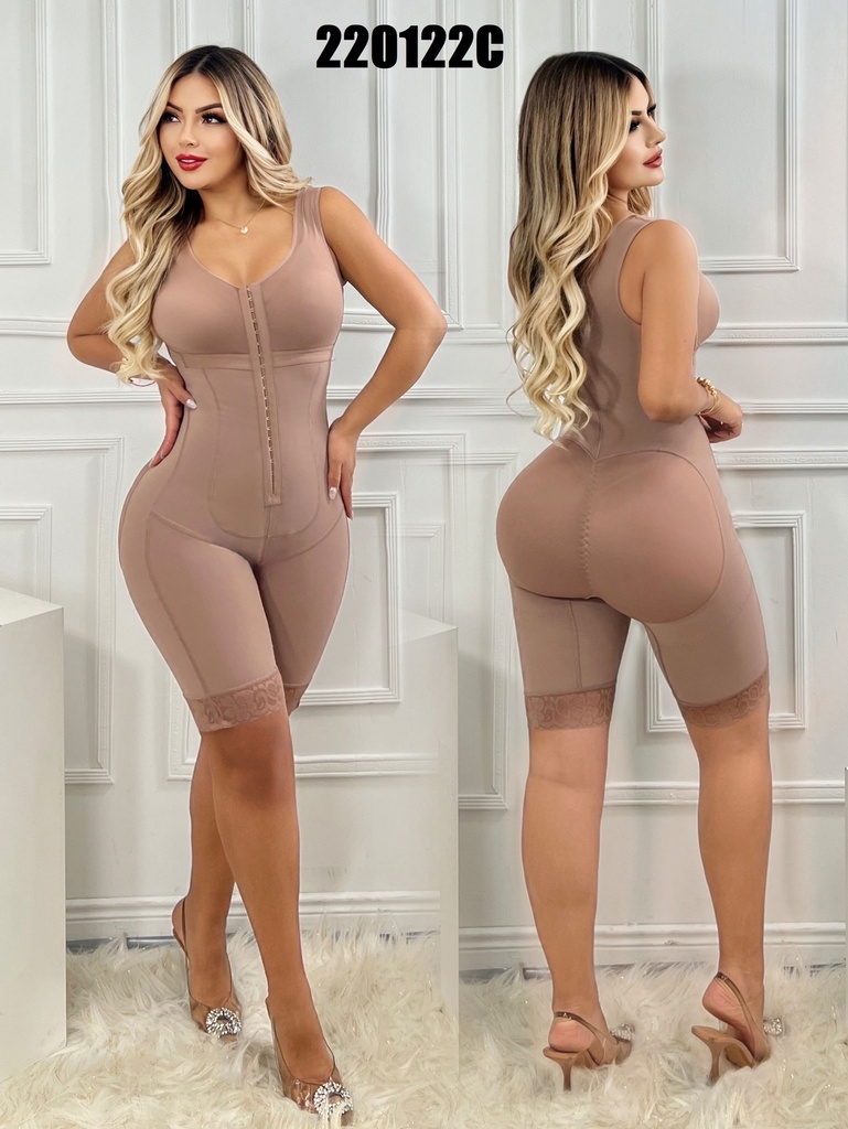 [386220122CS] Women's Rosy Brown Full-Body Post-Surgical Faja with Front Hook Closure – FF (S)