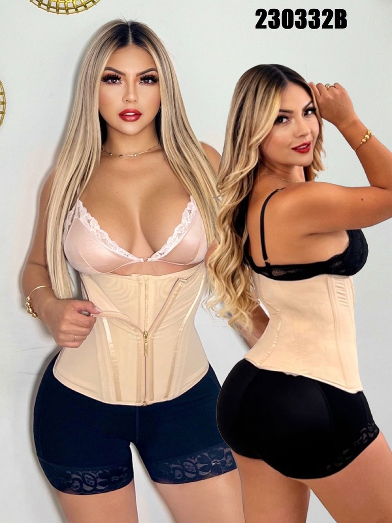 [386230332BS] Faja Moldeadora Cinturilla Látex con Ganchos Beige para Mujer 230332B (S)