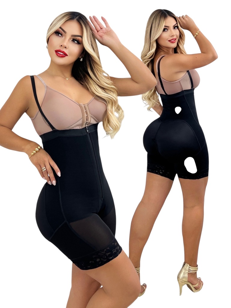 [38690112NS] Women's Black High-Waist Colombian Shaping Faja with Mesh Panels – FF (S)