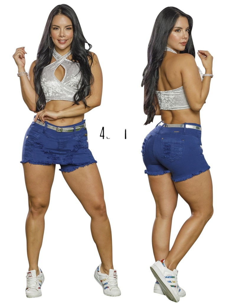 [5024340CK03] Women's Royal Blue Butt-Lifting Denim Skort (3)