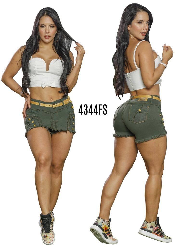 [5024344CK05] Falda Short Levantacola de Jean Verde Oliva (5)