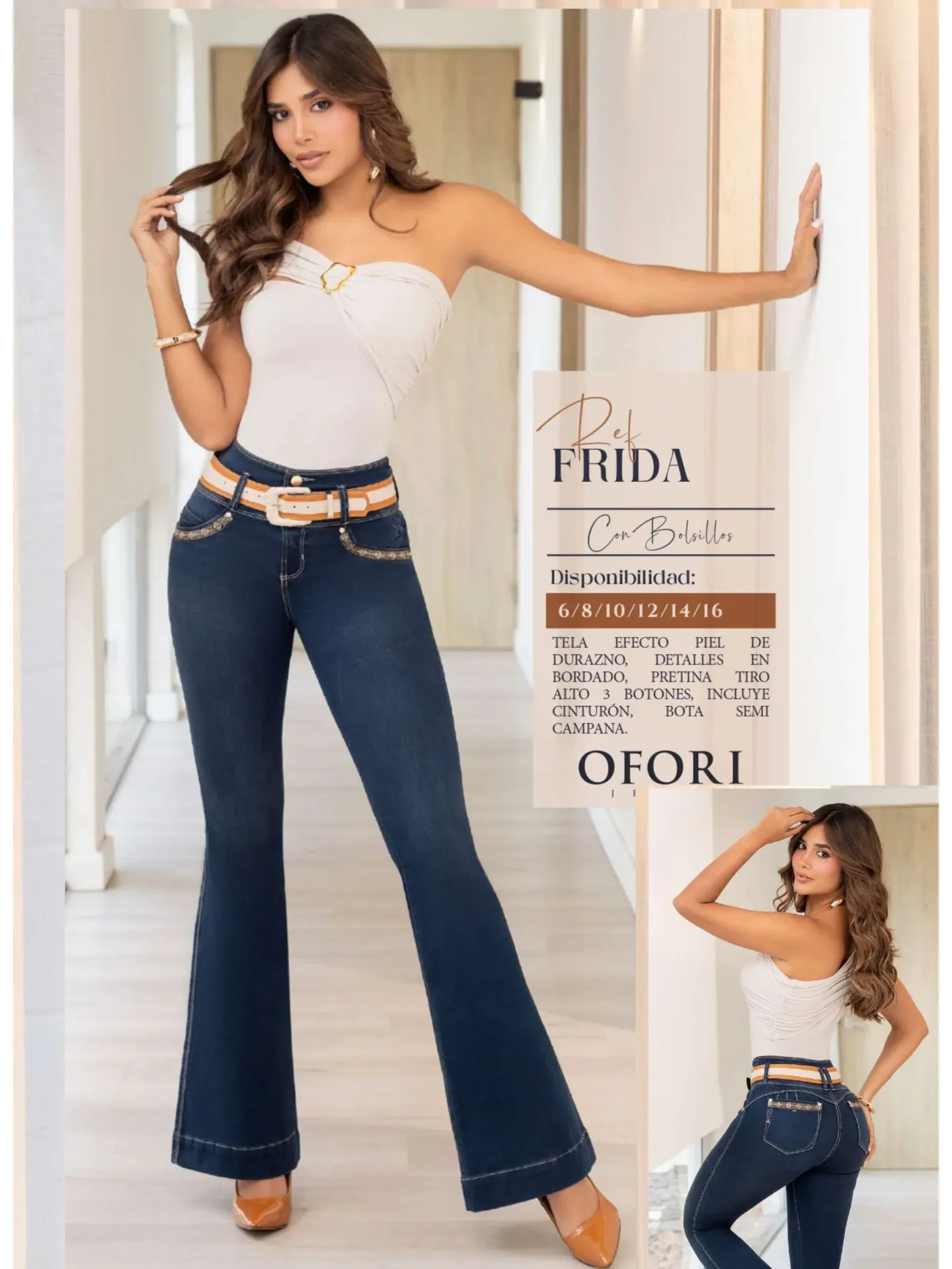 Jeans Levantacola Colombiano Frida Bota Campana