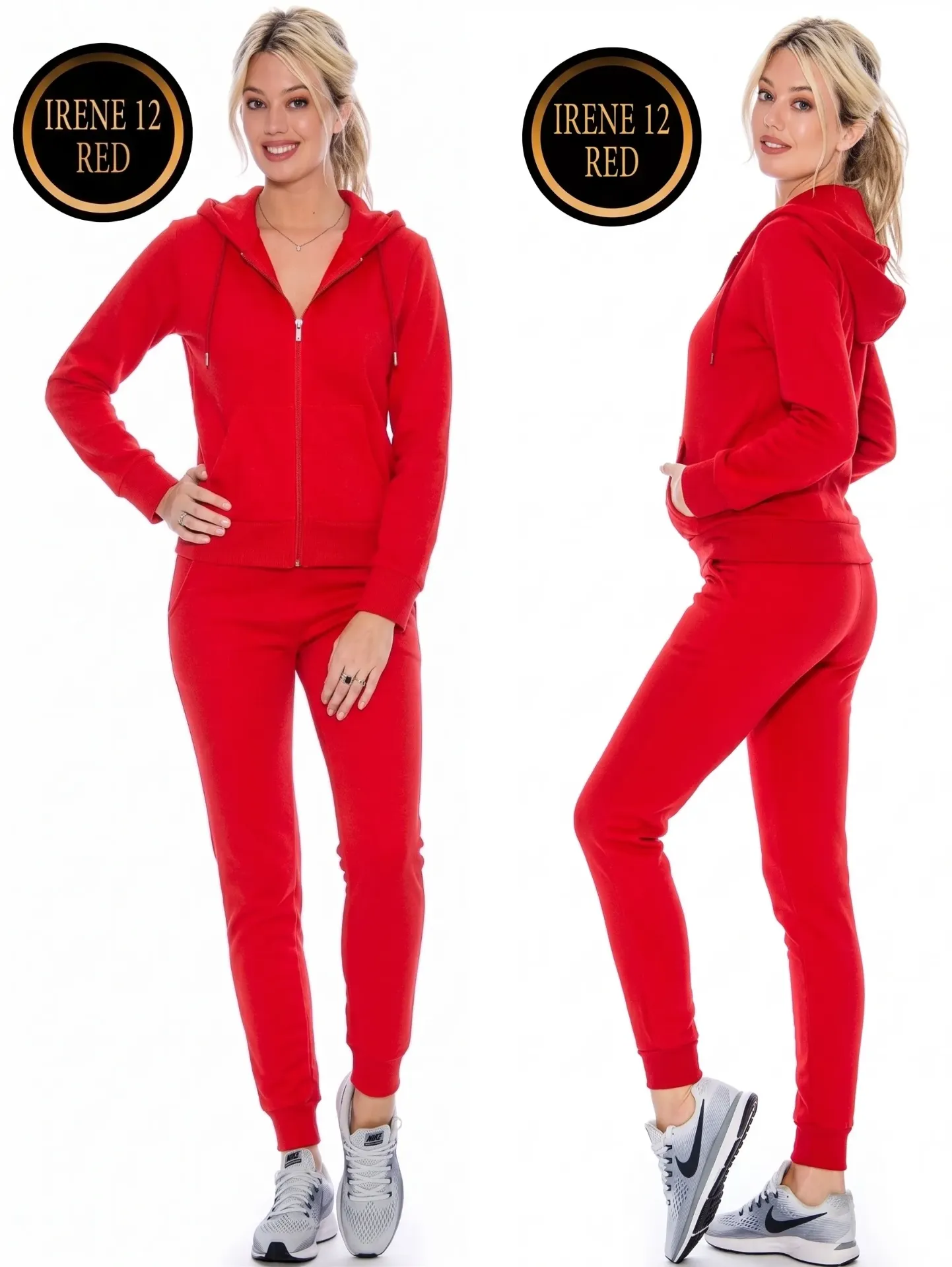Conjunto Deportivo Sudadera con Cierre y Jogger Rojo para Mujer 0012-R